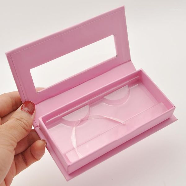 

wholesale eyelash packaging box lash boxes customize faux cils mink eyelashes package solid pink storage case vendors1