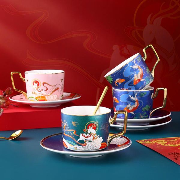 

cups & saucers chinese style luxury ceramic coffee cup and saucer set exquisite mugs home afternoon teacup party kitchenware