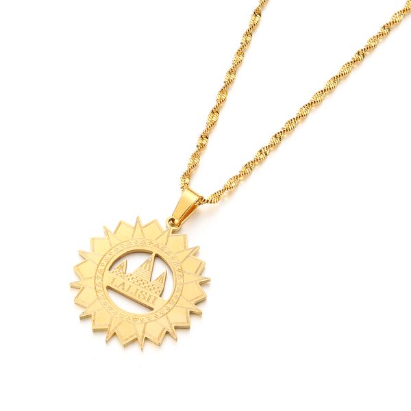 

stainless steel lalish pendant chain necklace yezidi faith pilgrimage jewelry, Silver