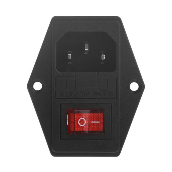 

10a 250v 3 pin iec320 c14 ac inlet connector plug power socket with red lamp tuimer switch 10a safety socket holder male connector