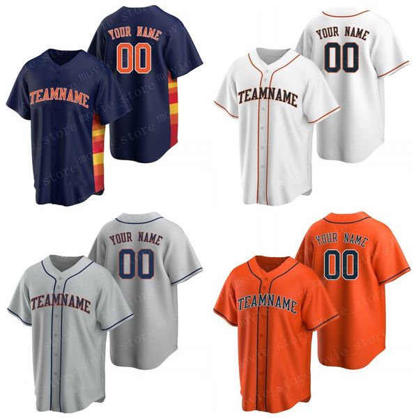 Benutzerdefinierte Houston-Baseball-Trikots für Herren. Machen Sie Ihre eigenen Jersey-Sporthemden. Personalisierter Teamname und -nummer aufgenäht