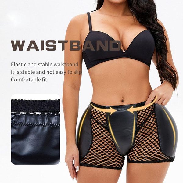 

women's panties big mesh hip sponge pad lederhans, Black;pink