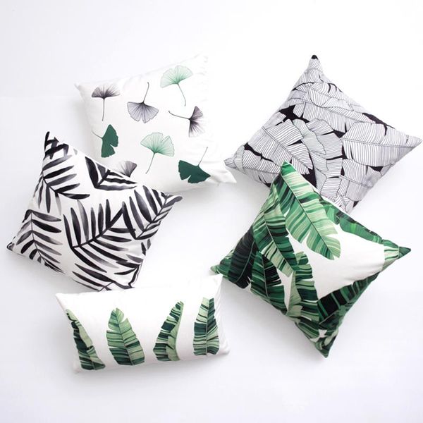

pillow case nordic green plants hug pillowcase fresh and simple sofa cushion