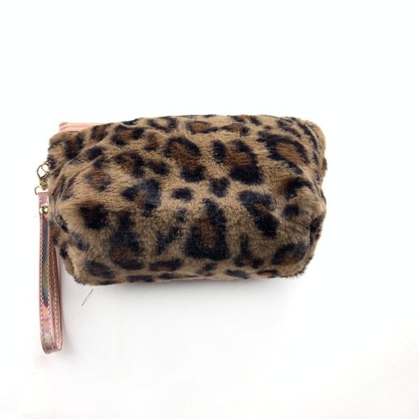 

cosmetic bags & cases leopard print plush portable bag trendy