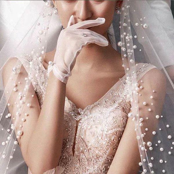 

bridal veils retro long large trailing pearl veil po studio wedding formal dress shoot headdress, Black