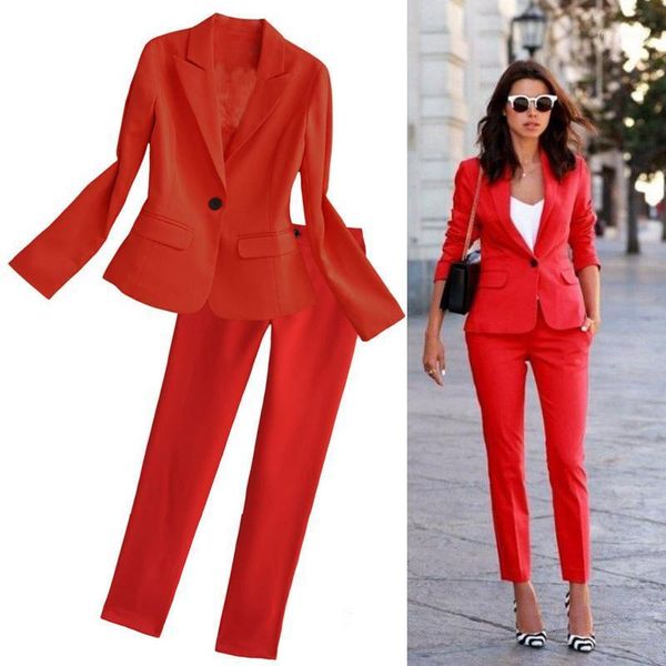 

piece outfits for women pants and suit style fashion red slim temperament office lady ol uniform casual women's tracksuits, Gray