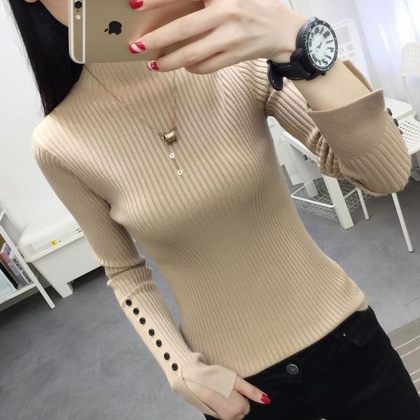 

women's sweaters 12767 (room 1, row 3) actual po of the semi-high collar pullover cuff open button undercoat 37, White;black