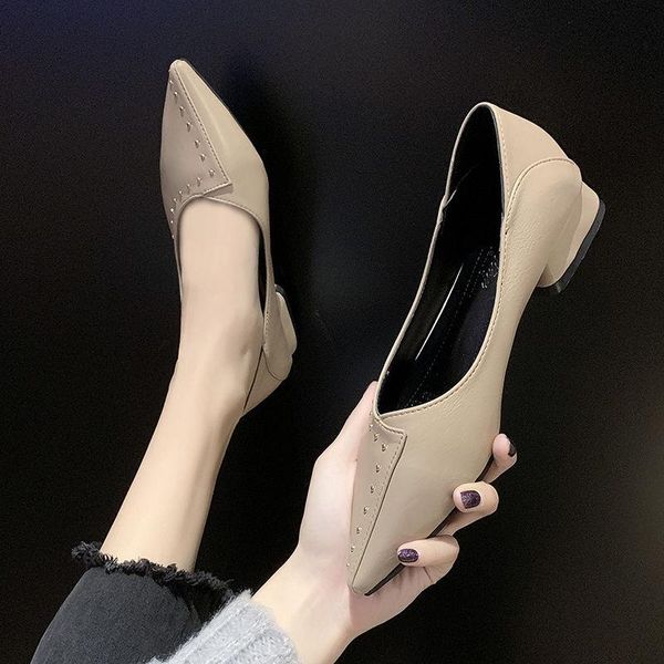 

marlisasa women pointed toe brown slip on square heel pumps lady casual black shoes sapatos femininos h6208 dress