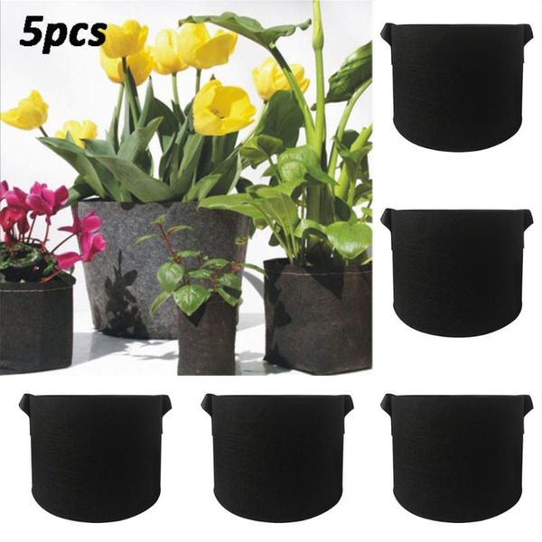 

planters & pots 5pc round fabric plant pouch root container grow bag aeration pot garden supplies