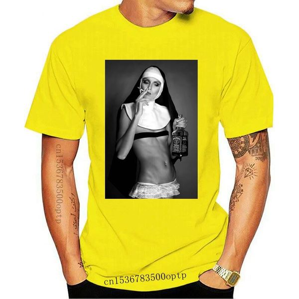

men's t-shirts nun smoking drinking t shirt funny cool designer summer gift present cotton tshirt men fashion t-shirt euro size, White;black