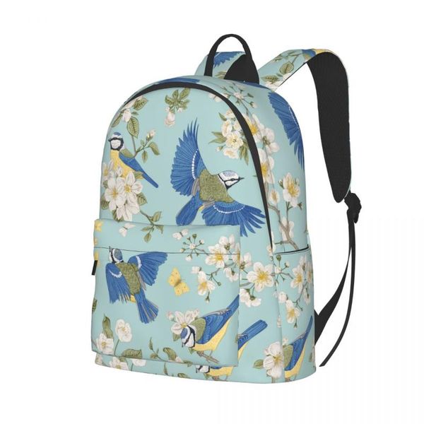 

backpack fashion blooming trees birds chinoiserie shoulder bag school bookbag for teenagers