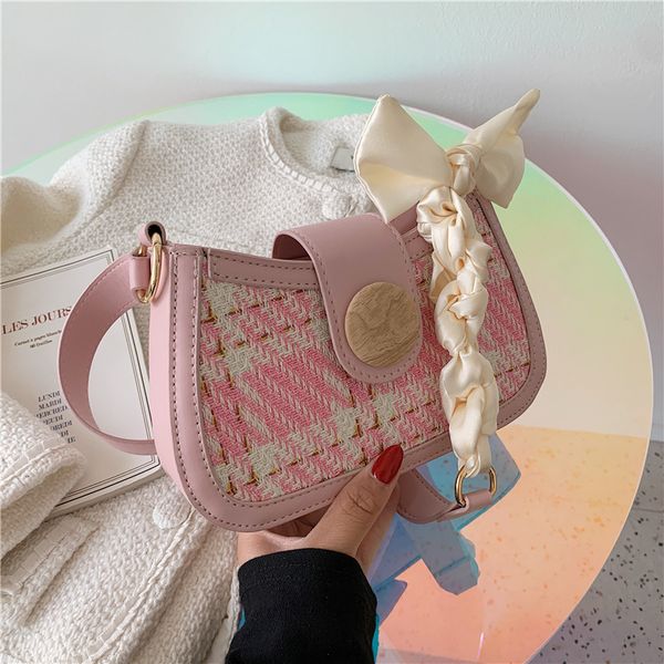 

women's new pu soft leather messenger simple fashion check pattern single shoulder trend woven handbag