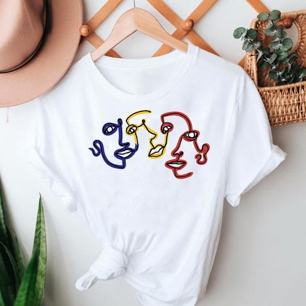 

women's t-shirt women summer tshirts vogue watercolor simple 90s girl cartoon short sleeve clothes stylish t lady print sweet tee, White
