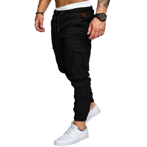 

men's pants sweatpants loose harem casual tactical multi-pocket trousers large size 5xl overalls, Black