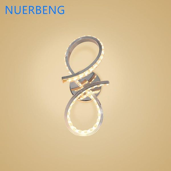 

modern aluminium k9 crystal 12w led wall lamp living room bedroom bedside lights sconce lighting fixture