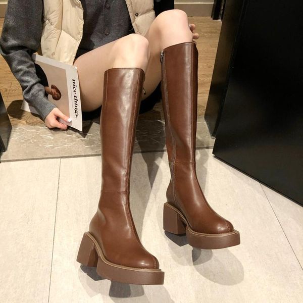 

boots women's high winter black shoes 2021 autumn platform women all-match thigh 35-40