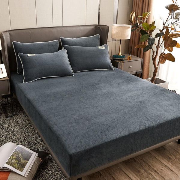 

sheets & sets one-piece bedding 120 150 crystal fleece solid color non-slip protection bedspread skirt with bed sheet