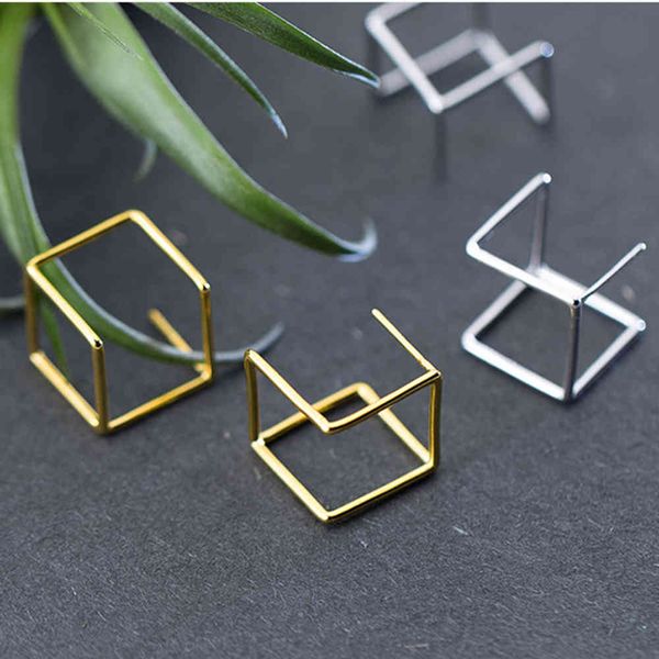 

silver 925 earrings square brincos jewelry vintage gold pendientes minimalism charm party gift earrings for women oorbellen 210325, Golden;silver
