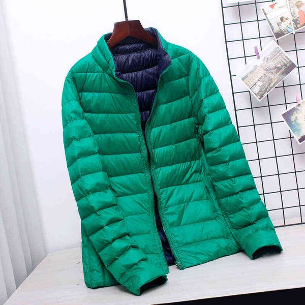 

bang 4xl double side down jacket women ultra light down jacket women feather windbreaker reversible lightweight coat parks 211130, Black