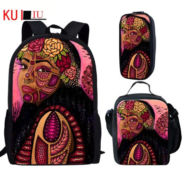 

backpack national women flowers diamond 3d print children's school bags set teen girls boys custom satchel lunch bag pencil case