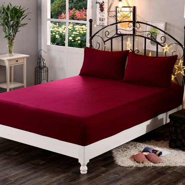 

sheets & sets lagmta 1pc 100%polyester solid fitted sheet mattress cover four corners with elastic band bed