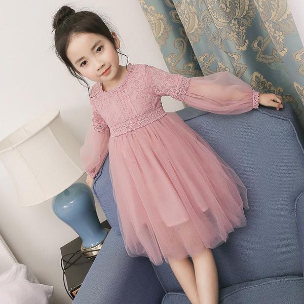 

girl's dresses long sleeves baby girl tutu party dress floral princess girls lace romantic clothes children clothing, Red;yellow
