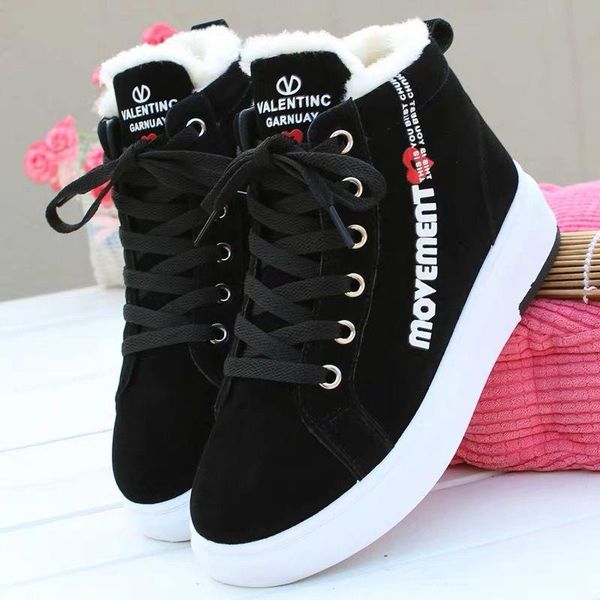 

boots 2021 winter women shoes warm comfortable casual snow round toe female plush mid heel ladies mid-calf 107, Black