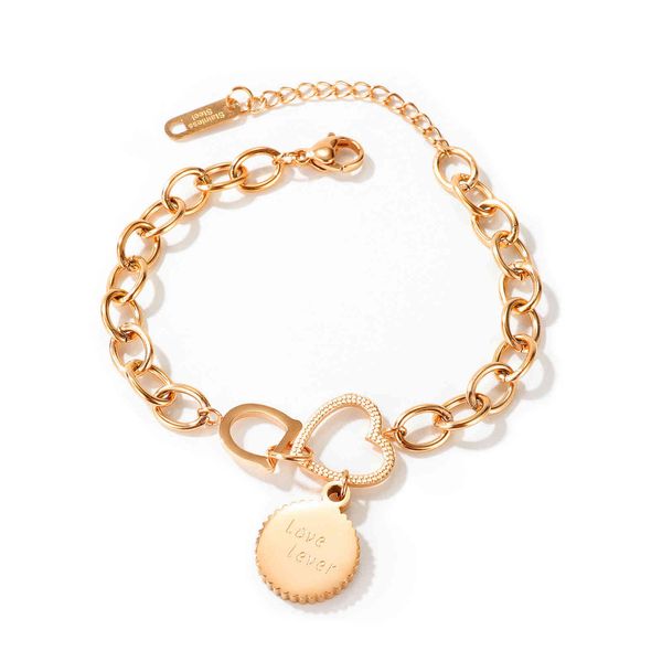 

hand catenary fashion korean letter d love titanium steel bracelet popular gear women's jewelry, Golden;silver