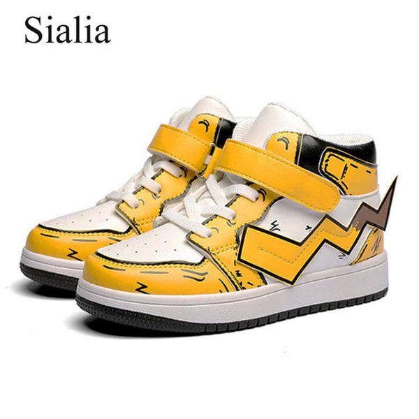 

sneakers sialia leather children casual shoes for kids boys girls cartoon running school student footwear 2021, Black;red