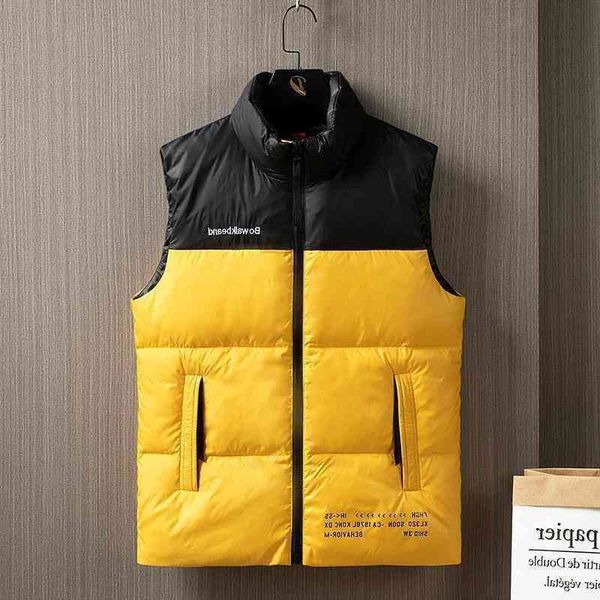 

down men's fashion leisure trend youth sleeveless winter warm vest white duck down coat men, Black