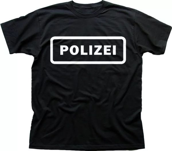 

polizei police security black printed cotton t-shirt 9612, White;black