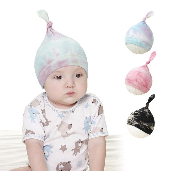 

cute baby beanie knot hat born boys girls cotton cap print caps & hats, Yellow