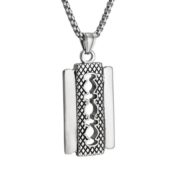 

pendant necklaces hip hop personality trend blade titanium steel necklace hanging ornaments for men women, Silver
