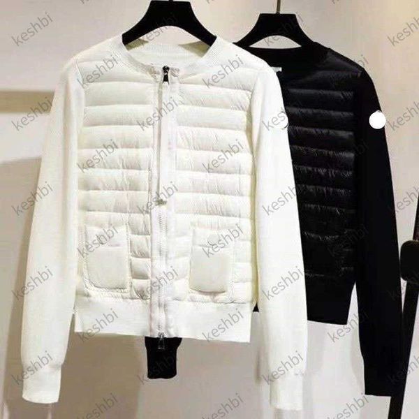 

fashion winter women knitting down jackets short luxury stand collar padded coats, Black