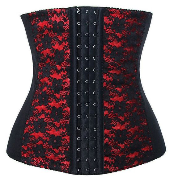 

Super Stretch Underbust Lace Floral Corset 3 Hooks Spiral Steel Boned Belt Bustier Waist Trainer Plus Size -6XL, Black