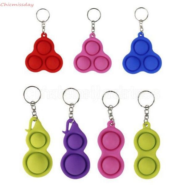

DHL Shipping Simple Dimple Fidget Toy Pop it Small Stress Relief Key ring Pendant Push Bubbles Autism Special Needs Adult Kids Toys FY4491