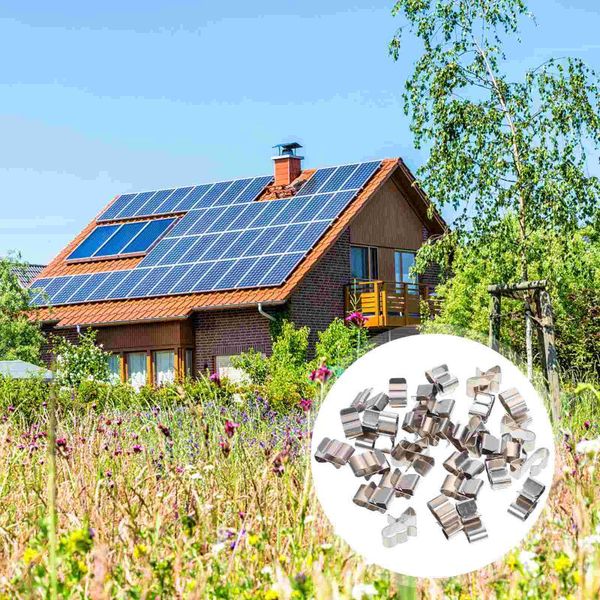 

hooks & rails 1 set 30pcs solar power cable clips stainless steel wire (silver)
