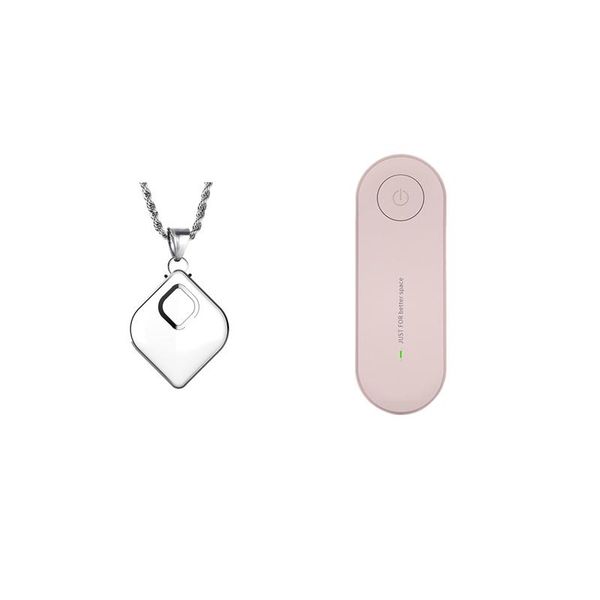 

air purifiers 2 pcs wearable purifier portable necklace cleaner negative ion generator,white & pink
