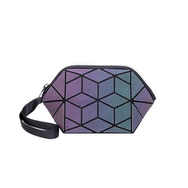 

geometric luminous women cosmetic bag organizer zipper makeup ladies folding noctilucent pouch travel make up bags & cases