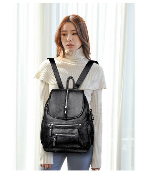 

backpack 2021 women's korean casual soft leather small travel bag fashion mini