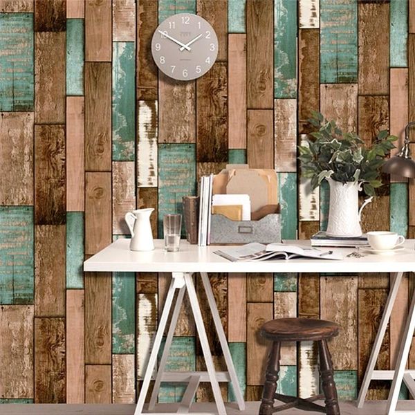 

wallpapers wood grain wallpaper roll for coffee shop & bar retro self adhesive restaurant living room decor waterproof wall paper