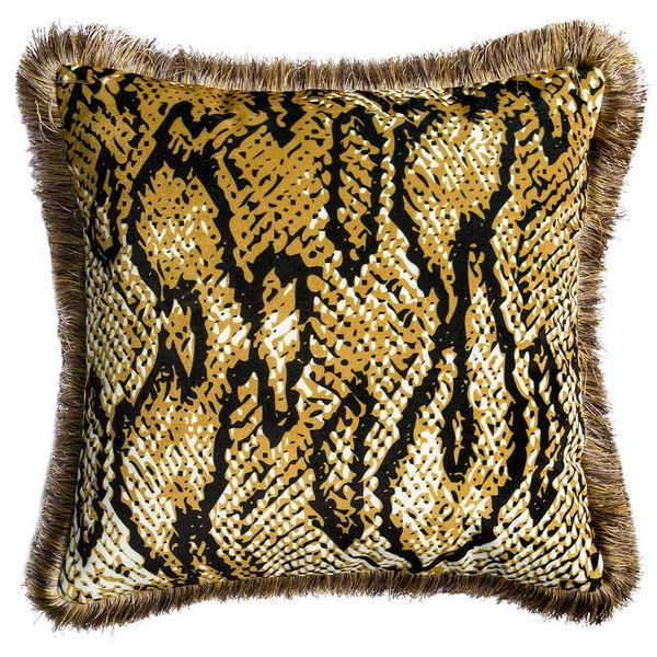 

cushion/decorative pillow dunxdeco jungle cushion cover decorative case european luxury art gold snake print velvet soft coussin sofa chair