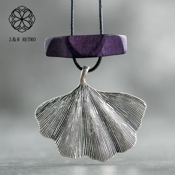 

pendant necklaces vintage wooden ethnic leaves pattern rope chain necklace gifts for women 2021 zinc alloy friends, Silver