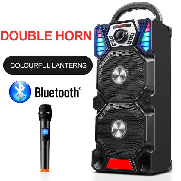 

portable bluetooth speaker big power wireless bass column 3dstereo subwoofer music center dual audio support remote control mic speakers