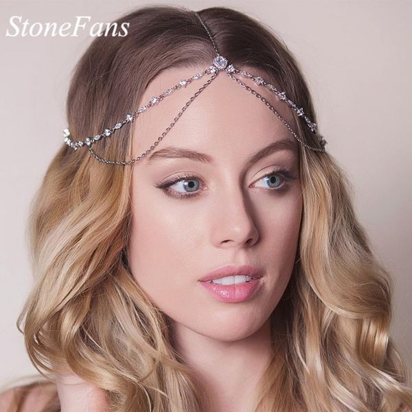 

hair clips & barrettes stonefans bohemia jewelry rhinestone forehead chain accessories for girls crystal headband wedding bridal headwear, Golden;silver