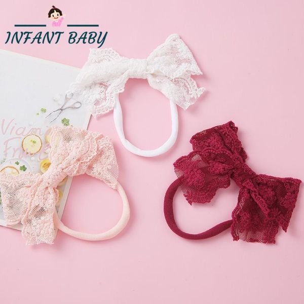 

3pcs/lot lace headband for children baby girl bow headbands set elastic hairbands girls infant toddler hair accessories, Slivery;white