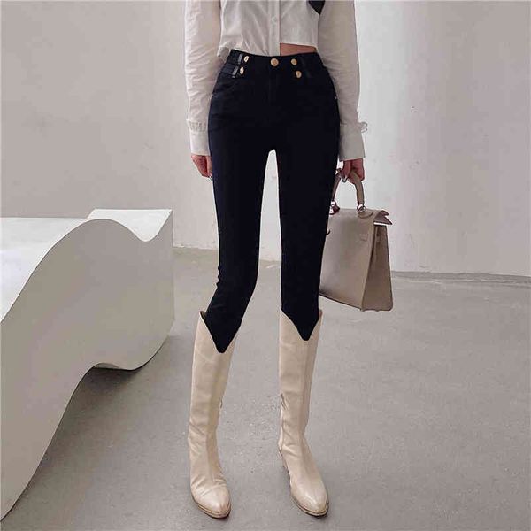

jeans korean style vintage ny woman high waist pencil slim mom jeans stretch full length denim black pants casual trousers kg4e jq7h, Blue