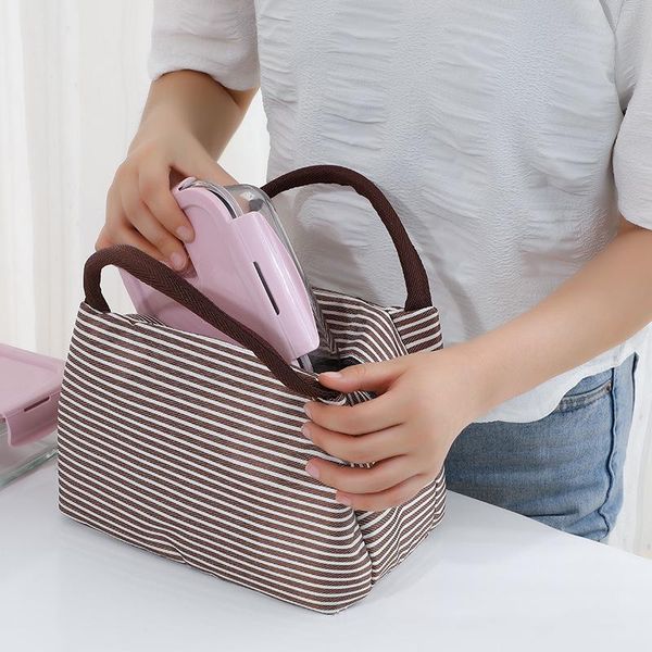 

waterproof oxford cloth picnic bag portable striped thermal insulation bag, aluminum foil cold storage pack bags