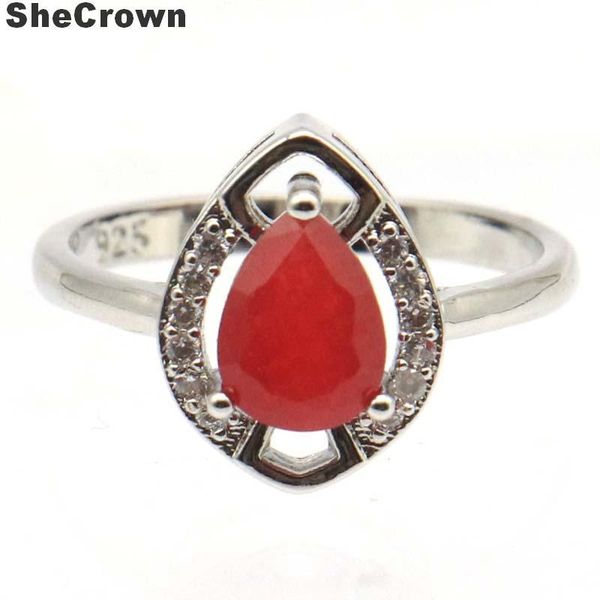 

cluster rings 14x10mm luxury real red ruby created pink tourmaline london blue z cz gift for ladies silver, Golden;silver