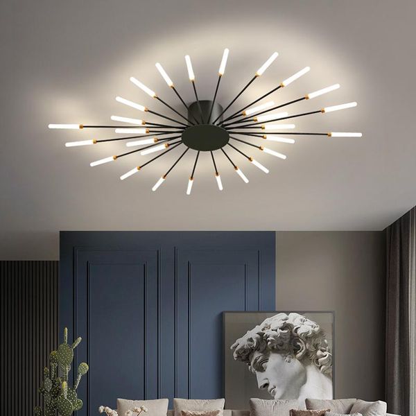 Mehrkopf-LED-Deckenleuchten für Zuhause, Wohnzimmer, Schlafzimmer, Stoff, Café, Oberflächenmontage, moderne Deko-Lampe